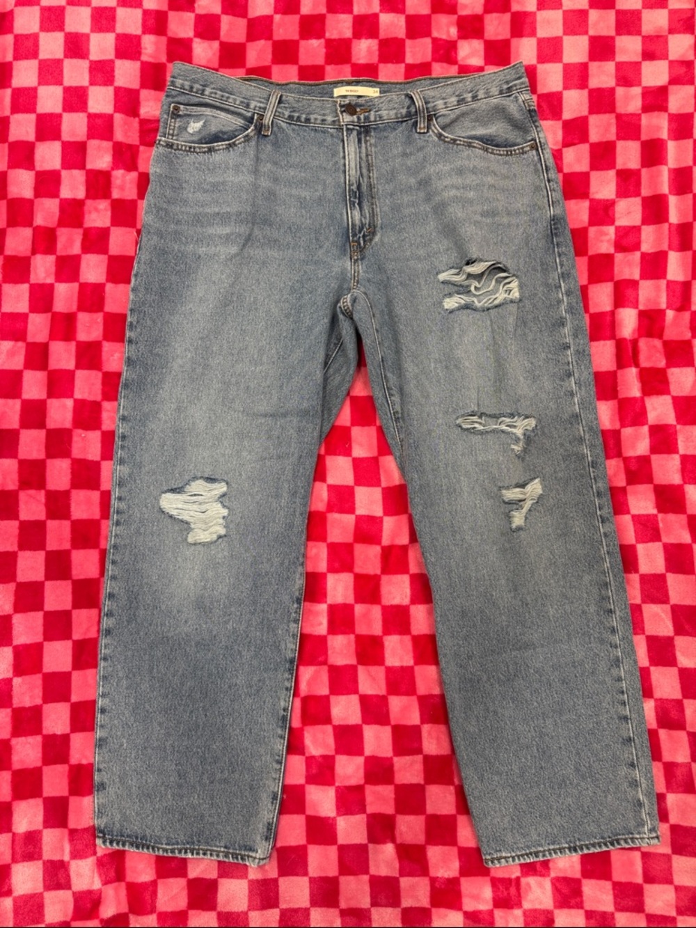 Levi's Women's Light Blue Distressed Straight Jeans